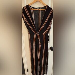 Lulu's Black and Tan Striped Swim Coverup